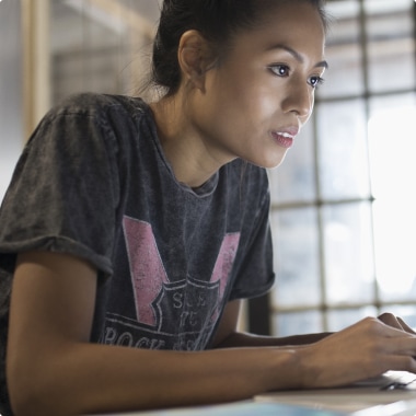 woman checking the computer