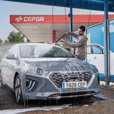 boy washing car